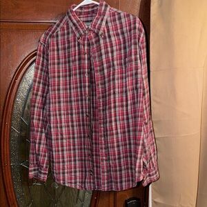 Saddlebred Red and Gray Plaid Button-Down Shirt